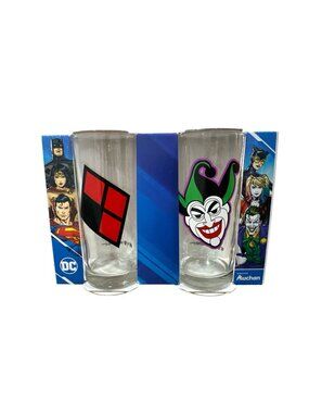 DC Comics Glass Set Featuring Joker & Harley Quinn Designs 27cl Capacity Boxed C